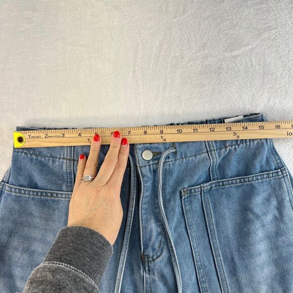 Blue Ankle Cropped Jeans with High Waist and Tapered Legs - Picture 11 of 15